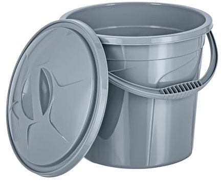 Best House | Water Bucket | 20 Litres | GREY | 1 Pc | Bucket with Lid & Carry Handle | Multipurpose Storage Container for Kitchen Garden Cleaning Water Animal Bird Feed Storage Buckets (Pack of 1)