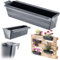 KADAX Paletten Blumenkasten 6er Set Für Europaletten, Pflanzkasten Mit Hängesystem, 37x9 cm Anthrazit, Ideal Zum Bepflanzen & Dekorieren Als Balkonkasten, Blumentopf-Einsatz & Übertopf