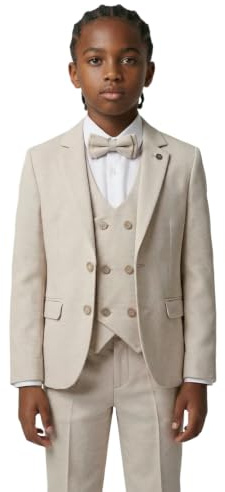 SIRRI Boys Textured Formal Suit 5-Piece Set Page Boy Communion Outfit, 2-13 Years