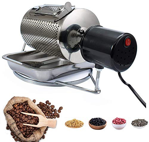 Generico Tostacaffè Elettrico A Tamburo in Acciaio Inox, capacità Domestica 250 G, Design con Finestra Visiva, Adatto per Fornelli E Forni A Gas, Certificazione di Sicurezza Europea 220 V