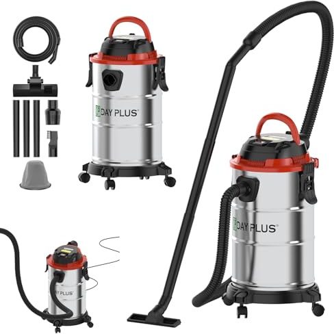Lucn 20L Barrel Vacuum Cleaner 1200W Dry Wet Cleaning with Dust Collector & 19KPA Suction Power with 5 Meter Cord