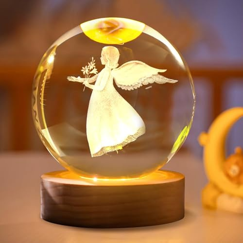 VUKHWX Globo de nieve, amuleto de la suerte para decoración de otoño, decoración navideña, decoración de ángel en bola de cristal, lámpara de bola de cristal, pequeña