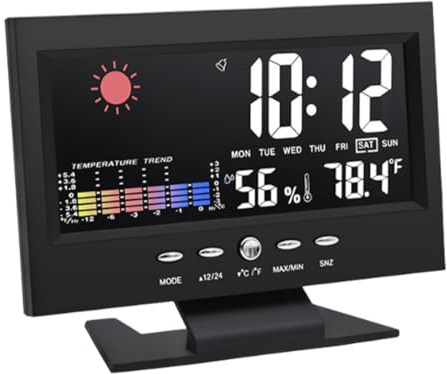 Sveglia digitale, orologio elettronico multifunzionale, Grande Schermo, orologio da soggiorno con indicatore di temperatura e umidità, data, ideale per Casa la camera da letto e l'ufficio