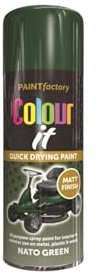 Colour It Nato Green Spray Paint, Multi-Surface, Interior & Exterior Use, Quick Drying, Spray Paint for DIY, Automotive, Garden Equipment & Home Projects, Matt Finish, 400ml (Pack of 1)