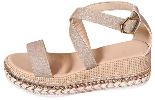 Genérico Sandalias Mujer Verano Prácticas Clásicas Versátiles Zapatos Para Caminar Para Trabajo Chanclas Sandalias Mujer Comodas Planas De Cuña De Plataforma Planas De Cuña De Plataforma Zapatos