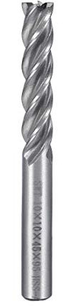 Sourcingmap 10mm Shank 10mm x 45mm Straight Flat Nose End Mill Cutter CNC Router Bits 4 Flute