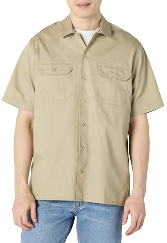 Amazon Essentials Camisa de Trabajo de Manga Corta Resistente a Las Manchas y Arrugas Hombre, Marrón Caqui, L