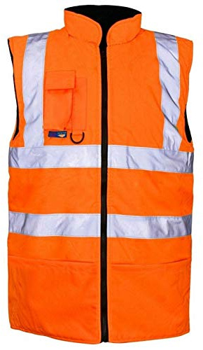 Style Wise Fashion Gilet sans manches réversible en polaire haute visibilité pour homme - Orange - XL