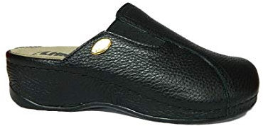 Plantas Franca F826-10 Sabot pour Femme avec Semelle Amovible en Cuir véritable Noir - Noir - Noir, 35 EU EU
