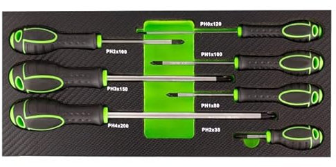 JUEGO DE 7 DESTORNILLADORES DE ESTRELLA PHILLIPS CON MODULO EVA PARA CARRO HERRAMIENTAS