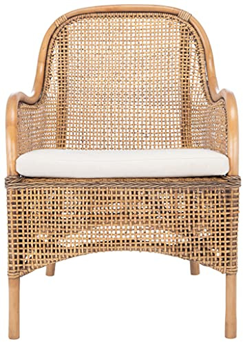 Safavieh Home Collection Charlie Cushioned Accent Chair, Dark Natural/White