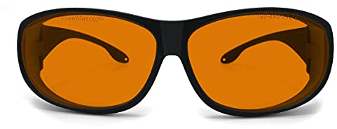 FREEMASCOT OD 6+ 190nm-490nm Wavelength UV light/Anti Blue Light Blocking Safety Glasses for 405nm, 445nm, 450nm,473nm Laser Light (Style 4)