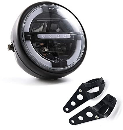 Motorrad Frontscheinwerfer 7'' Universal LED Scheinwerfer mit Tagfahrlicht Blinker für Cafe Racer Bobber Chopper