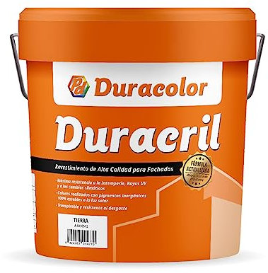 Pintura Duracril Liso - Color Tierra - 4 Litros - Resistente a la Intemperie y a la Radiación Ultravioleta - Pintura Transpirable - Pigmentos Inorgánicos - Especial Para Fachadas - Duracolor