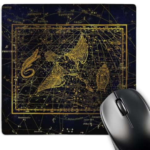 3dRose Retro Star Map. Yellow Constellations of Cygnus or swan, and Lyra - Mouse Pads (mp-372491-1)