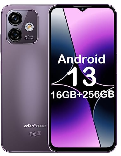 Ulefone Note 16 Pro Android 13 Smartphone Pas Cher, 16Go RAM+256Go ROM, Écran 6.52 HD+,Batterie 4400mAh, Caméra 50MP+8MP, Telephone Portable Debloqué Dual SIM/Face ID/GPS/OTG/2Ans Garantie