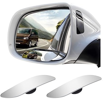 JNNJ 2Pcs 360° Wide Angle Adjustable Rimless Car Rear View Mirror, Car Rectangle Auxiliary Stick-On Mirror for Driving Safety, Car Rearview HD Glass Convex Mirrors Additional for All Types of Vehicles