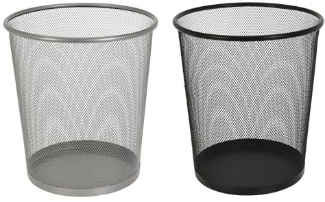 Mojawo Corbeille à papier, poubelle en métal, hauteur env. 30 cm, 17 l, couleur : noir