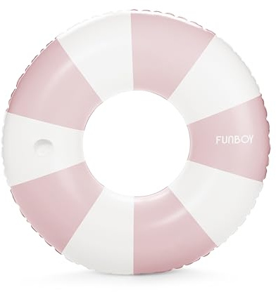 FUNBOY Giant Vintage Pink Stripe Inflatable Tube Pool Float with Cup Holder 48 Large Pool Float for Adults Inner Tube Swimming Pool Toys Swim Rings Pool Lounger Float for Pool Party & Summer
