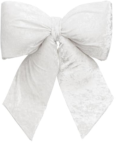 KI Store Large Plush Velvet Bows Christmas Bow Tree Topper for Christmas Tree Decoration Door Window Decor (White)