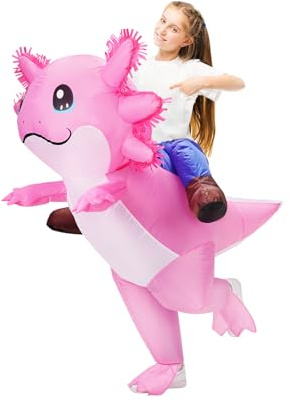 Poptrend Uppblåsbar kostym Axolotl för vuxna män kvinnor, halloweendräkter, uppblåsbar barnkostym, uppåtsittande-axolotl-dräkt för barn, cosplay, fest