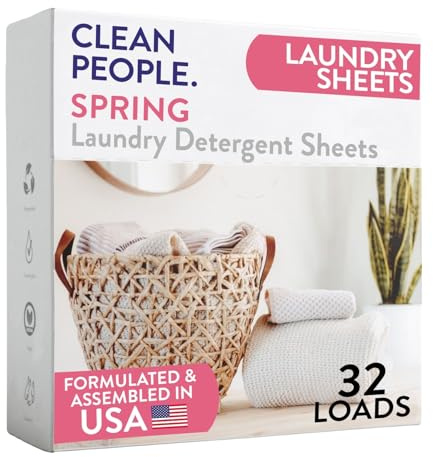 The Clean People Laundry Detergent Sheets - Laundry Soap - Ultra Concentrated, Recyclable Packaging, Stain Fighting - Spring, 32 Pack