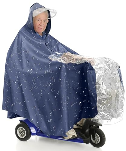 Regnskydd för skoter, regnponcho för elfordon vattentät rörlighet scooter cape skydd rullstol regnrock med huva och genomskinlig panel