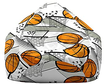 DOTBUY-SHOP Pouf Poltrona a Sacco Gigante,Stampa Basket Bean Bag Bambini & Adulti (Senza Imbottitura), Morbido e Accogliente Puffo per Sedersi Poltrona da Lettura (Grigio,M)