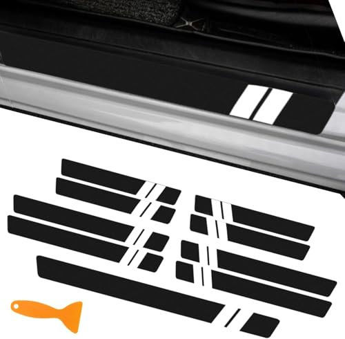 10Pcs Door Sill Carbon Fiber Protector Strips, Non-Slip Auto Styling Decoration Stickers Accessory with Car Bumper Guard, Scrapers