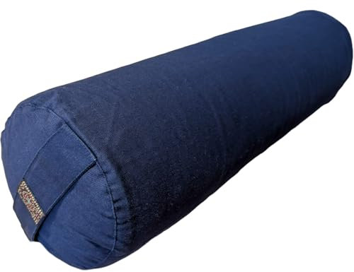 PURE SHANTI Yogabolster aus 100% Bio-Baumwolle | Nachhaltiges Bolster | Natürliche Buchweizenspreu-Füllung | Rundes Yogakissen | OCS-zertifiziert | Waschbar, Nachfüllbar | Mittlere Größe: 63 x 17 cm