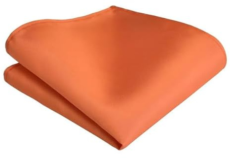LABEL-CRAVATE Pochette costume homme satin orange – Mouchoir de poche pour costume de mariage, cérémonie, cocktail, événement – Accessoire élégant 21 x 21 cm