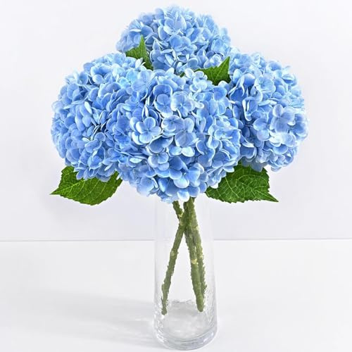 Laelfe 3 Piezas de Hortensias Artificiales Extra Grandes, 70 cm Hortensias de Flores Artificiales de Látex para Decoración de Hogar, Arreglos Florales de Fiesta, Boquetes de Boda, Centrepiezas