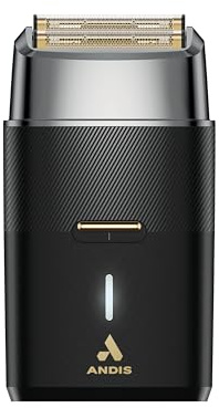 Andis 563616 Pro Foil Plus II Cordless Shaver, Gold Titanium Foils, Lithium Ion Battery, Includes USB-C Charging Stand, Black