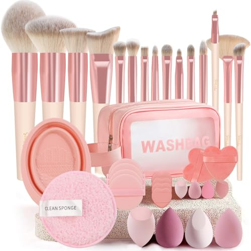 Start Makers Set Pennelli Trucco 36 Pezzi Professionale, Kit Trucco Completo con Spugnette, Cuscinetti, Borsetta e Accessori per Viso e Occhi