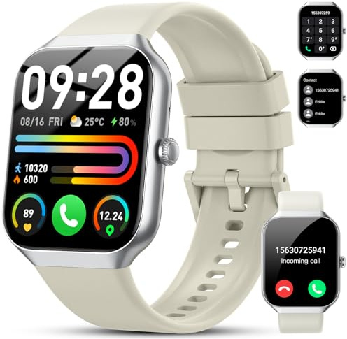 Reloj Inteligente Mujer Hombre, 2025 1.96 HD Smartwatch con Llamadas, 110+Modos Deportivo Smart Watch, Podómetro/Pulsómetro/SpO2/Monitor de Sueño, IP68 Impermeable Pulsera Actividad para Android iOS