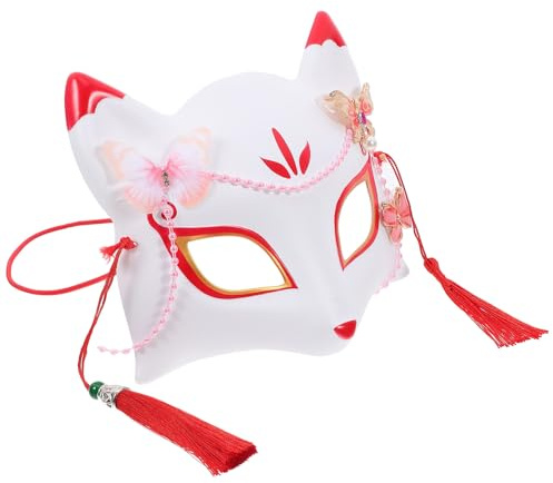 LIFKOME Masque Demi-visage Renard Japonais Abs Léger pour Cosplay Femme Carnaval Halloween Party