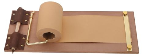 WEKAMOS Portablocco da Parete Vintage in Metallo e Pelle con Rotolo di Carta e Penna in Legno – Set Blocco Note Decorativo Compatto per Organizzazione Ufficio e Casa
