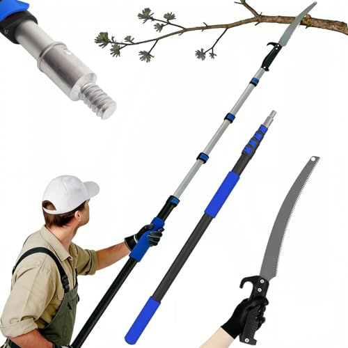 Karveden 18FT Reach Pole Saws for Tree Trimming with 3-12FT Telescoping Extension Pole, Anti-slip Handle, Manual Pruning Pole Saw with 19 3X Detachable Saw for Forestry, Yard, Garden, Patios
