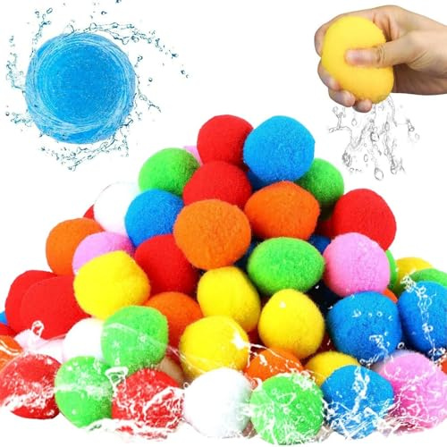 Pelotas Esponja Agua - Paquete De 60 | Esponjas Blandos Y Reutilizables Coloridas | Pelotas Esponja Que Absorben Rápidamente Agua Para Niños, Adultos, Piscina, Playa, Patio Trasero
