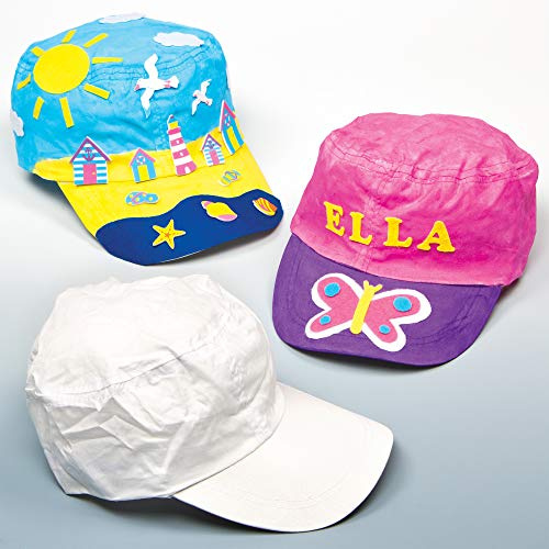 Baker Ross Unisex barn ec1264 vita bomullsmössor 2 stycken, vit, en storlek EU