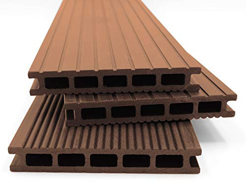 HORI WPC Terrassenfliesen | Terrassendielen Malta Grau | Komplett-Set inkl. 28x50 mm Unterkonstruktion & Clips | Langlebig & Wetterfest | Rutschfest | Pflegeleicht | Dielenlänge 3,20 m I Fläche 5 m²