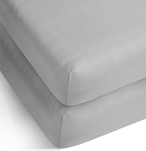 2 x Bambus Spannbettlaken Spannbettuch Bettlaken aus 100% Bambus 210 g/m² Oeko Tex Farbe Hellgrau Größe 90-100 cm x 200 cm x 30 cm