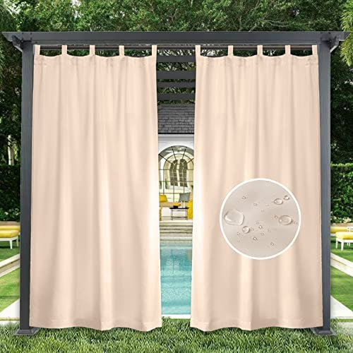 GZQIAWY 1 Panel De Cortinas para Exteriores, Cortina De Privacidad Opaca Impermeable para Interiores, para Patio, Piscina, Cabaña, Pabellón, Pérgola,203.2 cm x 190.5 cm (Ancho x Alto),Rosa Beis