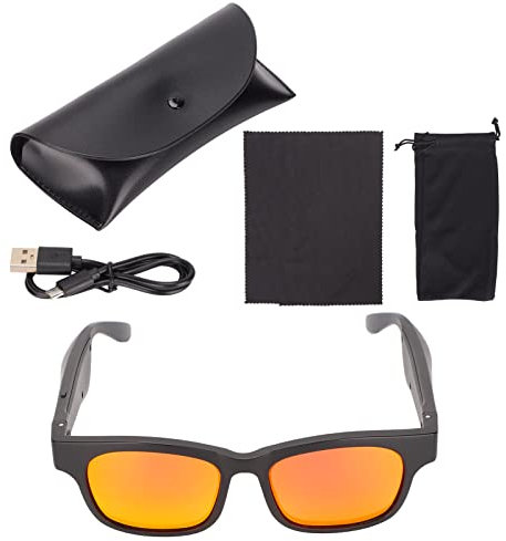 MOTUZP Lunettes de Soleil Bluetooth Semi-Ouvertes, Lunettes de Soleil Bluetooth à Réduction de Bruit, Lunettes de Soleil Bluetooth Stéréo Portables pour Hommes et Femmes en Plein Air(Rouge)