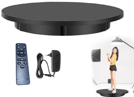 Hydravex Piatto Girevole Elettrico per Fotografia, Espositore con Rotazione Automatica A 360° con Controllo Remoto, Carico 100Kg, Piattaforma Girevole Automatica 42Cm/60Cm,Black-42CM