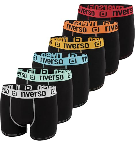 riverso Boxershorts för män, RIVOle, 6-pack, kalsonger, retroshorts, set, boxershorts, stretch, svart, grå, blå, vit, grön, röd, orange, gul, S, M, L, XL, XXL, 3XL, 4XL, 5XL, Färgblandning 9