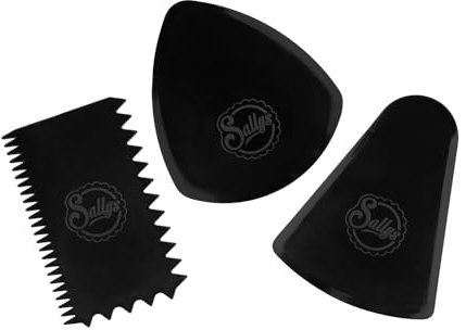 Sallys Teigkarten 3er Set aus flexiblem, widerstandsfähigem und hochwertigem Kunststoff - Teigschaberkarte, Teigspachtel zum Glattstreichen von Teigen in runden und eckigen Formen
