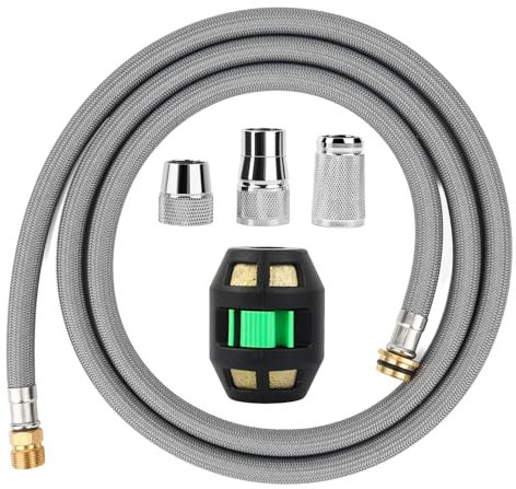 48293000 Flexible de Douche Flexible Extensible Pour Robinet (1500 mm, Avec Boule de Poids et 3 Adaptateurs) Pièce n° 48293000