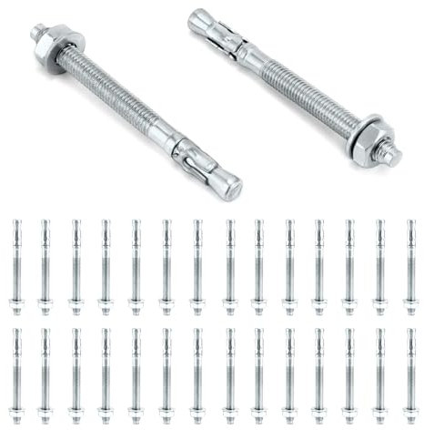 QWORK® 30 Stück Schwerlastanker M10x110mm, Bolzenanker, Schwerlastdübel mit Mutter Unterlegscheibe