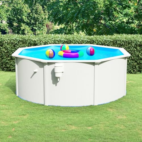 Home Items,Piscina con pared de acero 360 x 120 cm, color blanco, muebles de traje